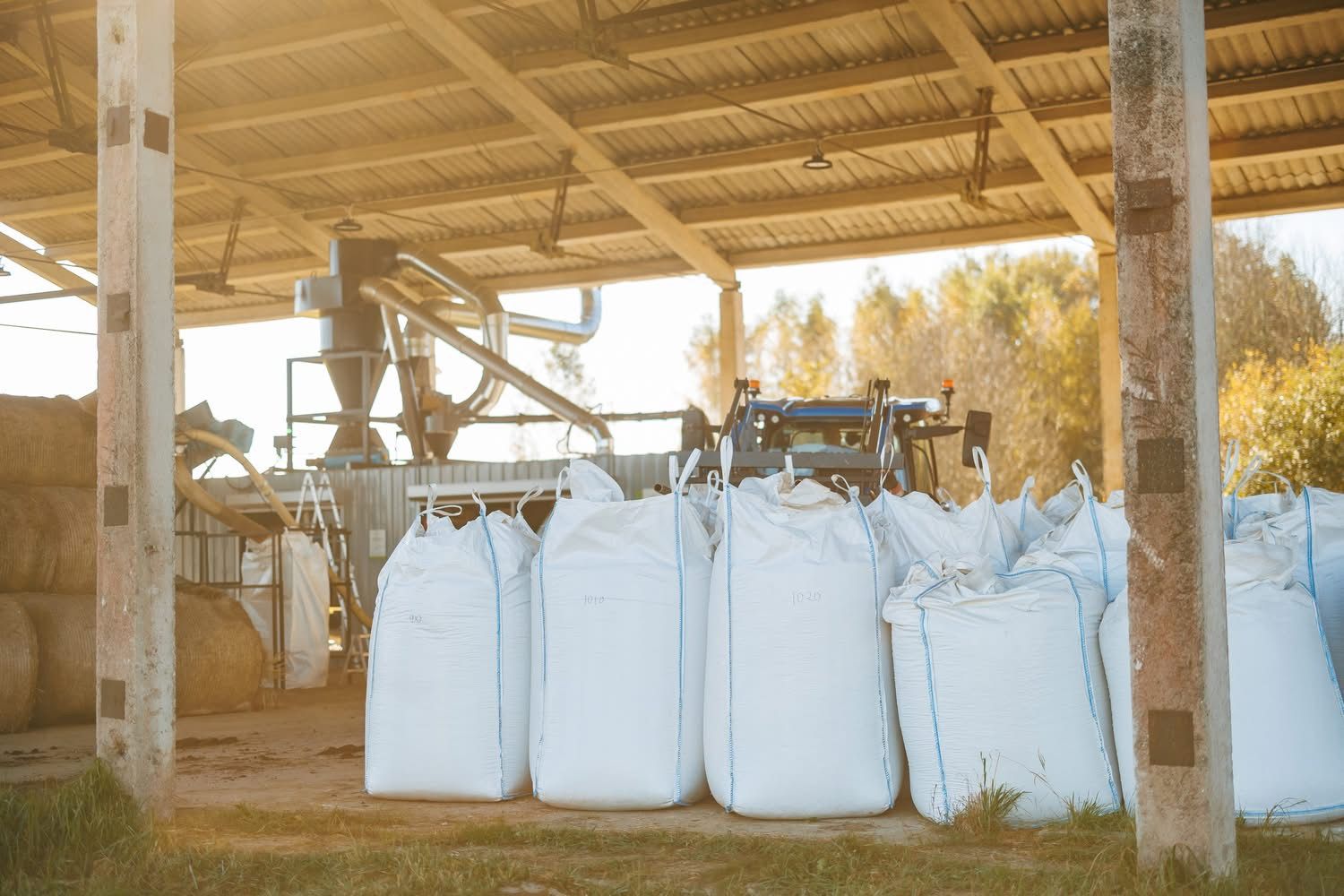 One-tonne BigBags of pellets at the production site